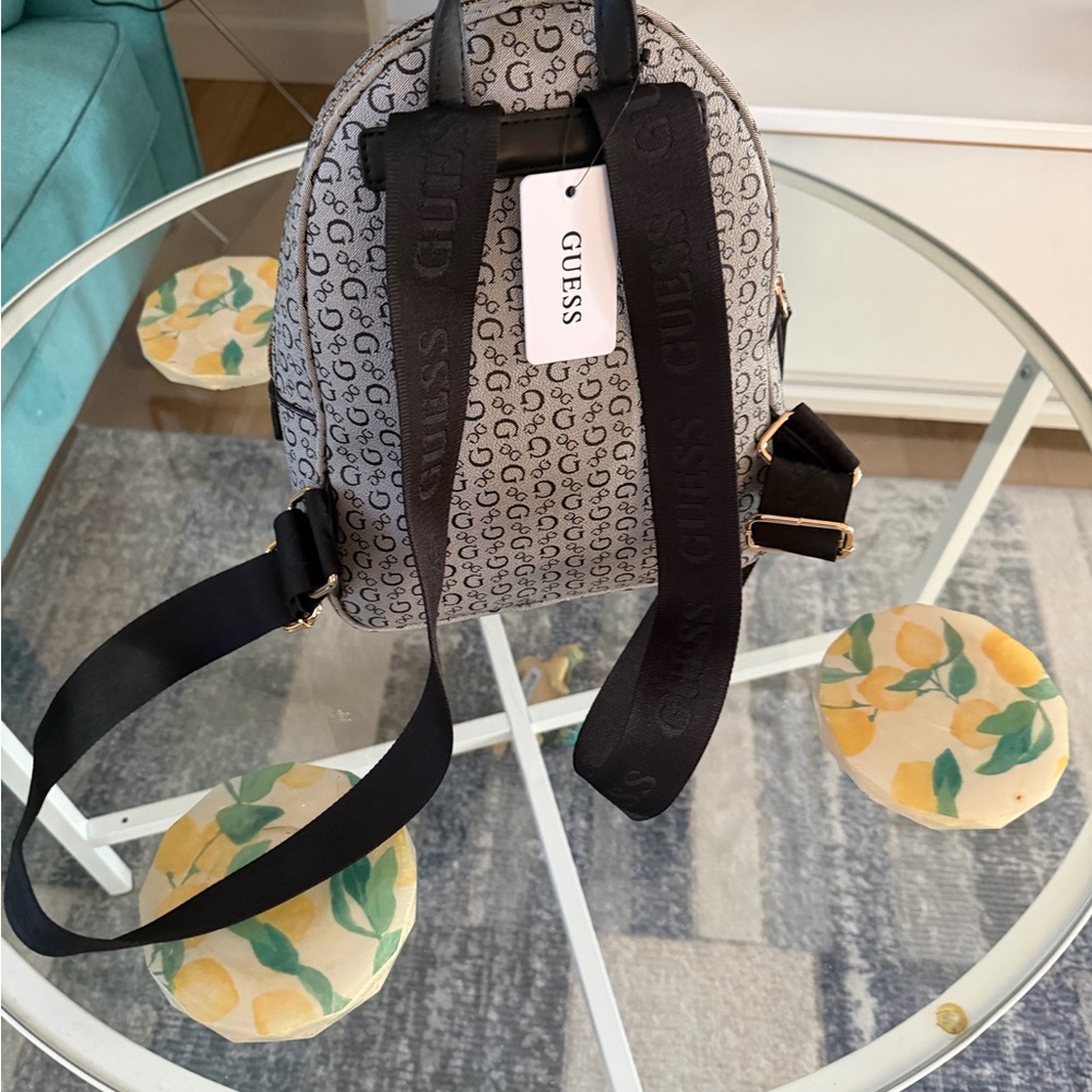 GUESS Black and Gold Patterned Backpack - Picture 3 of 7